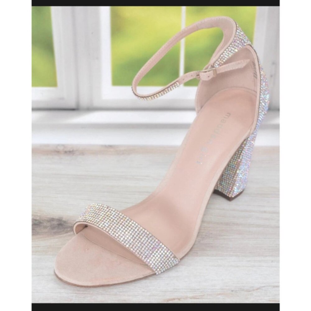MADDEN GIRL BELLA Rhinestone Ankle Strap Heels Sandals Size 9 for Women